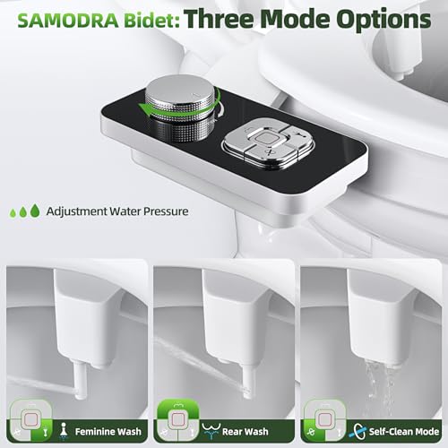 SAMODRA Black Non-Electric Bidet Attachment with Dual Nozzles & Pressure Control