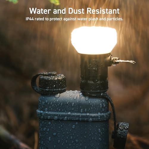 Elecom NESTOUT Beige Outdoor Camping LED Lantern with Tripod, Dimmable USB Light, IP44 Waterproof, 10-350 Lumens