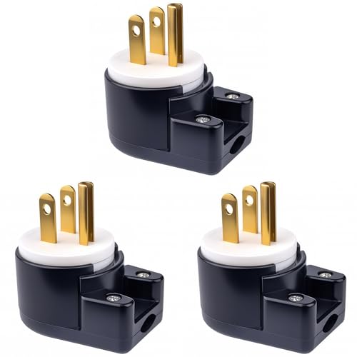 HUALRPLUG 3-Pack NEMA 5-15P 15A 125V AC Male Power Plug, 90° Adjustable 12-Direction