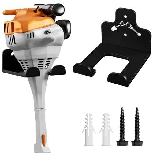 Garage Organization Storage Trimmer Rack, Garden Power Tool Hanger for Grass Trimmer, Hedge Trimmer, Garden Tools, Heavy Duty Weed Whackers Holder Wall Mounted Tool Organizer, 1 Pack