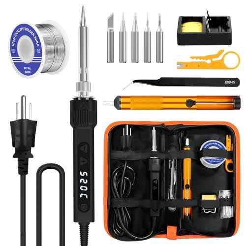 120W LED Soldering Iron Kit, 7s Fast Heating Adjustable Temp 356-968¢µ Auto Sleep Precision Welding Gun Tools Electronics Repair with Solder Wire, 5 Soldering Tips, Desoldering Pump, Stand, Tweezers
