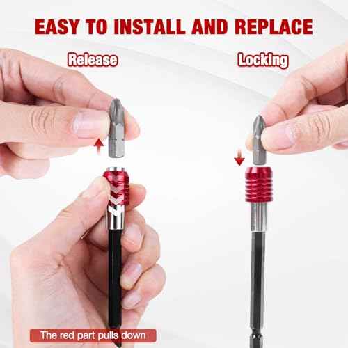 Drill Bit Extension 2/4/6/12¡¯¡¯, Magnetic Bit Holder 4 Pcs, Drill Extension Bit Holder 1/4¡¯¡¯ Hex, Bit Holder for Impact Driver CR-V Steel Quick Release for Screwdriver Bit Nut Drill Socket by XIOGZAXI