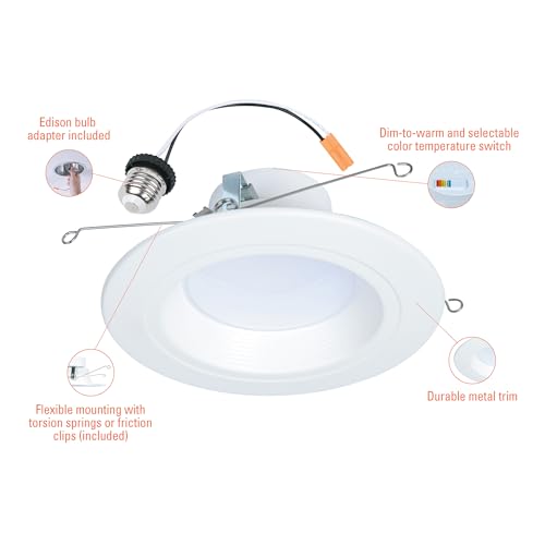 HALO 6-Inch LED Recessed Can Light Trim, 600 Lumens, Dimmable, 5CCT, Wet Location