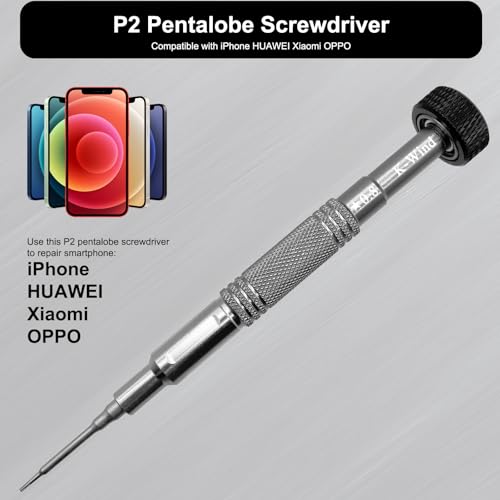 Precision Pentalobe Screwdriver P2 Compatible with iPhone, Star-Shape 0.8mm Screwdriver, Magnetic, Rotation Cap, S2 Steel Tip, Aluminum Alloy