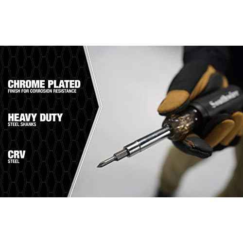 Southwire 65028840 SD6N1P 6-in-1 Screwdriver, Includes 5/16 nut Drivers, 1 and #0 Phillips 1/4'' and 3/16'' Slotted Tips