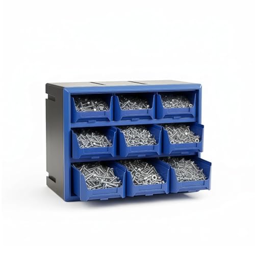 Northsky 9-Drawer Plastic Parts Organizer (Blue) – Stackable Hardware & Craft Storage
