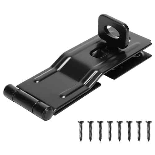Swivel Staple Safety Hasps, 4-1/2" Gate Door Hasp Latch with Twist Knob Safety Padlock Clasp Lock for Fence, Gate, Cabinet, Barn Door, Shed, Black