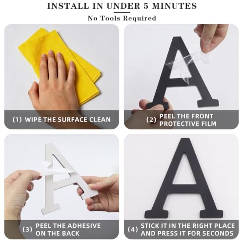 Black 4-Inch Acrylic House Numbers Self-Adhesive for Exterior Mailboxes