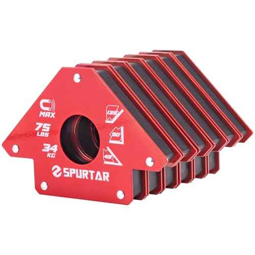 Spurtar Welding Magnets 75lbs 6pcs, Heavy Duty Welding Magnets and Clamps, Strong Magnetic Clamp Holder Tools and Accessories 45, 90, 135 Degree