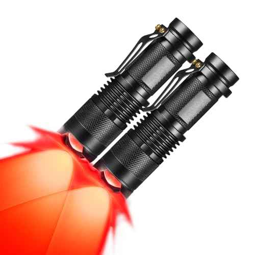 2 Pack Red Light Flashlight Red LDE Red Flashlight Night Vision Torch for Astronomy, Night Observation and Outdoor Activities(2 PCS)