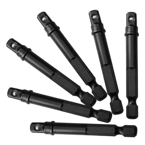 10 Pack 1/4 Inch Square Impact Adapter Bit, Hex Impact Socket Adapter for Drills, Socket Adapter Kit for Impact Driver, Automotive DIY - Black