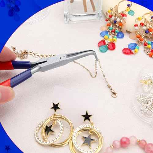 Bent Needle Nose Pliers With Serrated Jaw Mini Bent Nose Pliers With Comfort Grip Handles For Bending Wire Gripping