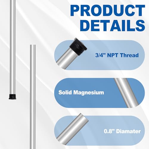 32-Inch Magnesium Anode Rod for Hot Water Heaters, 3/4" NPT Replacement