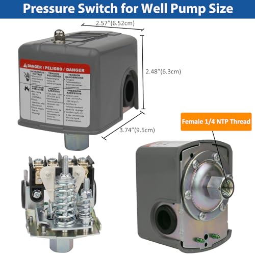 WHK-PS01 Water Pressure Switch for Well Pump 40-60 PSI – Adjustable, UL Certified