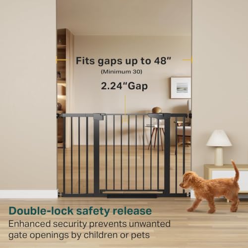 Cumbor 30-48 Inch Baby Gate for Stairs & Doors, Auto-Close, Black
