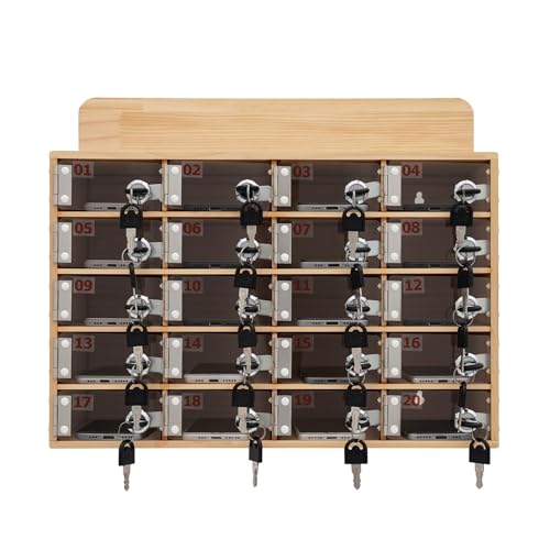 Namiose 20-Slot Wooden Cell Phone Locker Box with Keys - Secure Storage for Office & Classroom