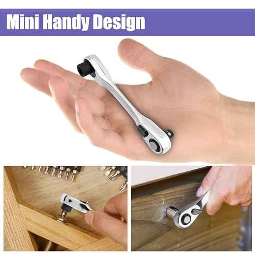 YAKAMOZ 2 in 1 72-Tooth Mini Ratchet Wrench, 90 Degree Right Angle Small Ratchet Screwdriver 1/4 Inch Drive Ratcheting Socket Wrench for Tight Place