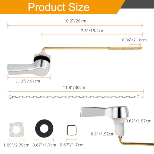 Hibbent Chrome Front Mount Toilet Handle Replacement Kit Upgraded Finish
