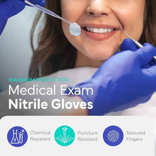 OWELL¢ç Blue Medical Exam Nitrile Gloves ? 4 Mil, Powder-Free, Latex-Free, Chemo Rated, Drug Resistant Disposable Gloves
