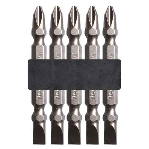 5Pcs PH2/SL6 Phillips and Slotted Flathead Double Ended Screwdriver Bits Magnetic Set 1/4 Inch Hex Shank (5)