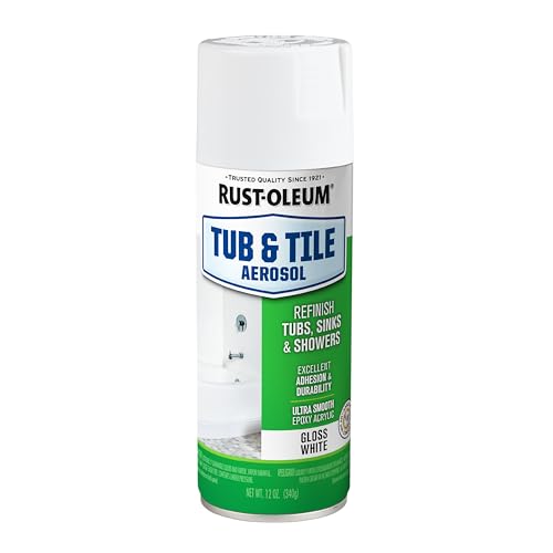 Rust-Oleum Tub & Tile Refinishing Spray Paint 12oz White - Waterproof Gloss Finish