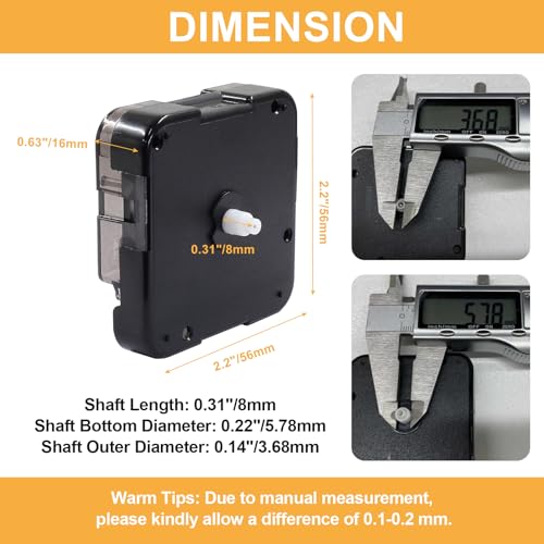 Suiwotin 8mm/0.31 Inch Shaft Clock Mechanism Replacement for Wall & Desk Clocks
