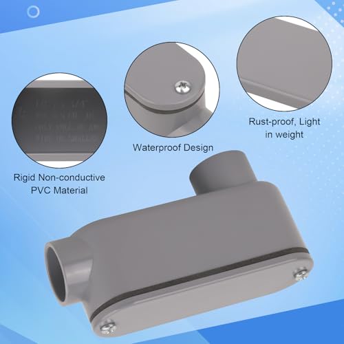 3/4 Inch Rigid PVC Conduit Body Type LB Slip x Slip with Cover & Gasket - Gray, Pack of 4
