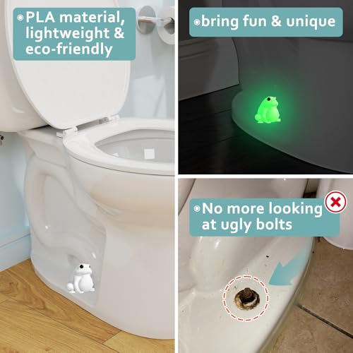 White Frog Toilet Bolt Covers - Glow in the Dark Bathroom Decor (2 Pack)