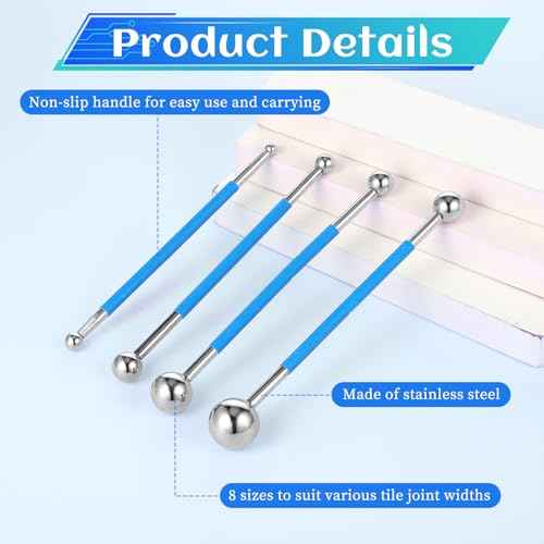 4 Pcs Caulking Ball Tool Kit Tile Floor Ball Ending Tiling Tool Joint Grout Repair Concrete Countertop Caulking Spreader Polymer Clay Tools for Tile Coating Sealant Finishing