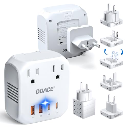 DOACE 2000W Travel Voltage Converter US to Europe - White