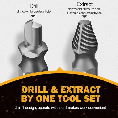 Gifts for Men,16 Pcs Damaged Screw Extractor Set Father's Day Gifts Christmas Stocking Stuffers for Adults Men, ez Out Screw Extractor, Stripped Screw Extractor Set of Rusty Broken Screws & Bolts