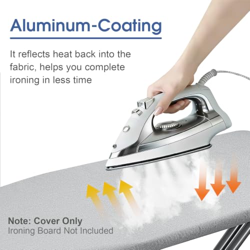 GlenLan Ironing Board Cover 15" x 54" Sliver - Cotton-Aluminum, Premium Pad