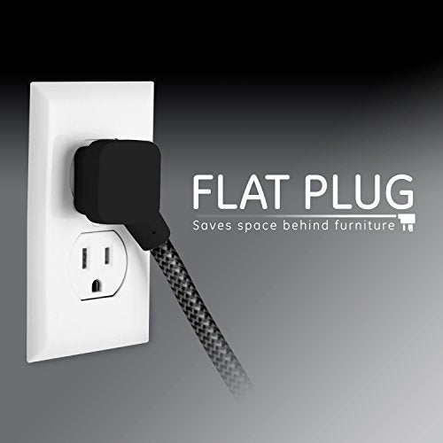 GE 3-Outlet Braided Power Strip Extension Cord - 8 Ft Black Chevron