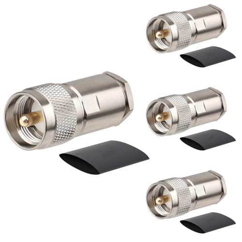 MOOKEERF 4 Pack PL259 Coax Connectors 50 Ohm UHF Male Clamp for RG8 RG213 Cable