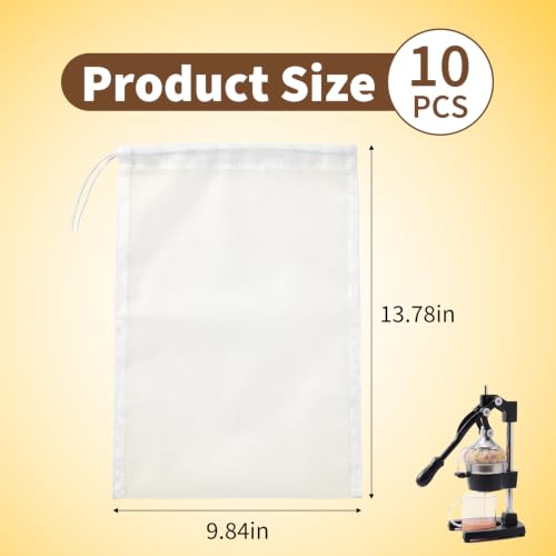 Juicer Bag Set 10 Pack for Cast Iron Juicer – Nylon Mesh, Reusable, Easy Tie