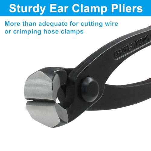 9 Inch Ear Clamp Pliers, Carbon Steel Crimper Tool, Hose Clamp Crimping Tool Nail Puller Pliers for Pipe Hose Clamps, Repairing Pipes, Fuel Lines