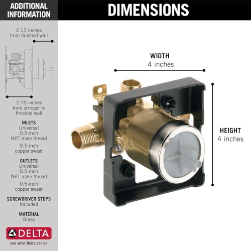 Delta High Flow MultiChoice Universal Shower Valve Body with Screwdriver Stops