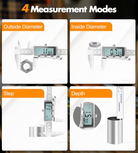 LuxBlue 6" Rechargeable Digital Calipers Measuring Tool with Backlit