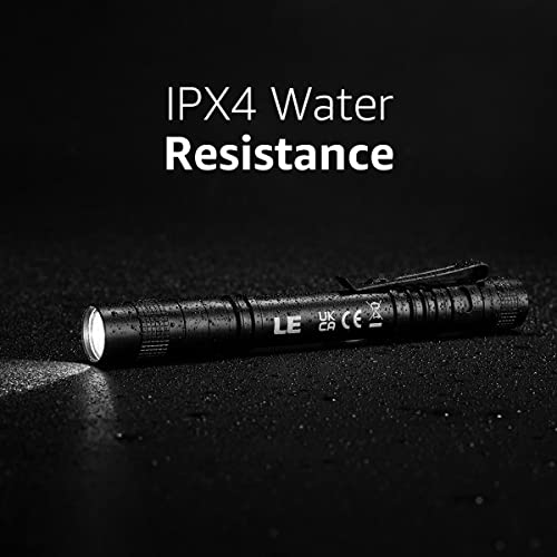 Lepro Black LED Pen Flashlight 2 Pack - Waterproof Mini Pocket Work Light