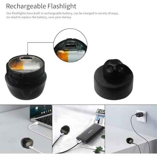 Vergissm Rechargeable Headlights Compatible with Croc, 2 PCs LED Lights, Waterproof Hands Free Flashlights for Kids Adults, Novelty Shoe Lights for Camping, Dog Walking (Black)