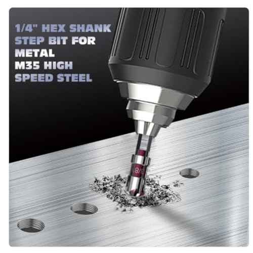 5PCS Countersink Drill Bit Set, Premium HSS Countersink Drill Bit with 82-Degree, 5 Flutes 1/4 Inch Quick-Change Hex Shank, 1/4 Inch to 3/4 Inch Size, Counter Sink Drill Bits for Wood, Metal, Plastic