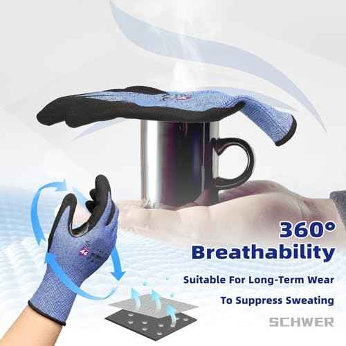 Schwer A4 AIR-SKIN Cut Resistant Work Gloves AR3900 with Extreme Lightweight & Thin, Grip Gloves for Fishing, Refined Work, Mechanic, Gardening, Touch-Screen, Non-PFAS, 3D-Comfort Fit, 1 Pair, L