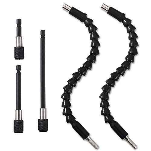 1/4¡¯¡¯ Drill Bit Extension Set, 2 Pieces Flexible Drill Bit Extension Shaft, 3 Pieces Quick Change Magnetic Screwdriver Bit Holder
