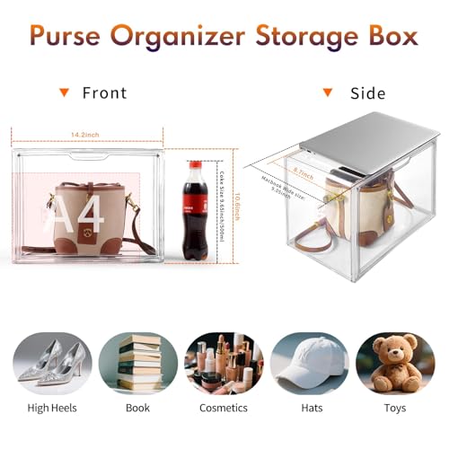 Clear Acrylic Purse Organizer 5-Pack - Large Display Case for Closet & Bag Storage