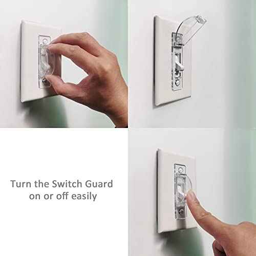 Wall Switch Guard, ILIVABLE Child Proof Light Switch Plate Covers Protects Your Lights from being Accidentally Turned On or Off by Children and Adults (Clear, 2 Pack)