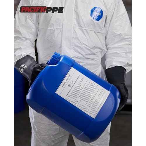 PACIFIC PPE Chemical Resistant Gloves, Heavy Duty Industrial Rubber Gloves, Resist Acid, Alkali and Oil, 12.6", Large