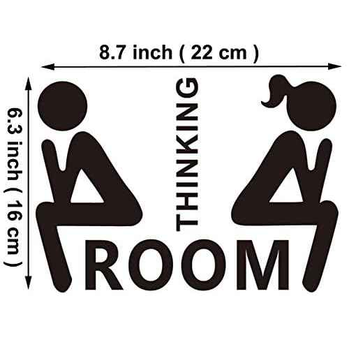 Maydahui 2 PCS Thinking Room Wall Decals 8.6 inch Sticker Decor Black Art Vinyl Mural Sign for Cafe Shop Office Toilet Hotel Closestool Bathroom Salon Home