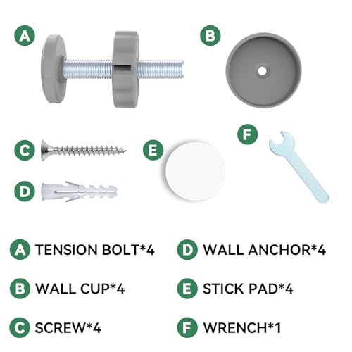 4Pcs Baby Gate Threaded Spindle Rod M10 (10mm), Replacement Bolt Part for Baby, Dog Pressure Mounted Safety Gates 2.75"(7cm) Long