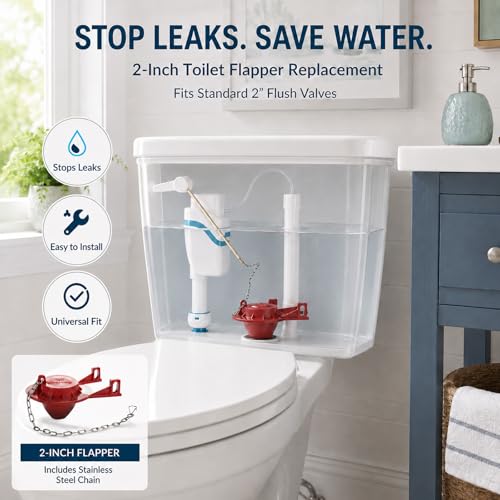 Red 2-Inch Toilet Flapper Replacement Kit - Fits Kohler, TOTO & American Standard