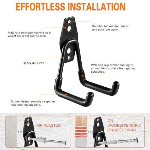 Heavy Duty Garage Hooks 12 Pack, 2.8 inch Small U Shaped Hanger, Wall Mounted Storage System, Power and Garden Tool Organizer, for Hanging Ladders, Hose, Bulk Items and More